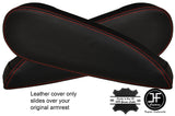 RED STITCH 2X SEAT ARMREST LEATHER COVERS FITS CITROEN C4 PICASSO VTR+ 06-13