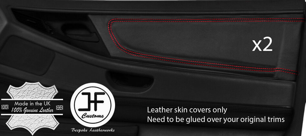 RED STITCH 2X DOOR CARD TRIM LEATHER COVERS FOR BMW 8 SERIES E31 1990-1999
