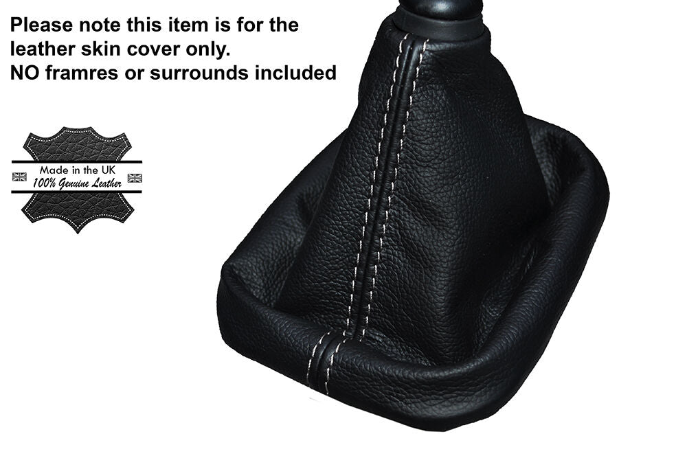 WHITE STITCHING MANUAL LEATHER SKIN GEAR GAITER FITS HYUNDAI IX35 2010-2015