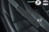 2X UNION JACK DESIGN BLACK STITCH LEATHER LUXURY SHOULDER SEAT BELT PADDED PADS