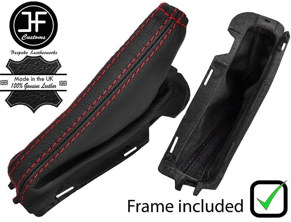 RED STITCH LEATHER HANDBRAKE GAITER & PLASTIC FRAME FOR FORD FOCUS FL 08-11