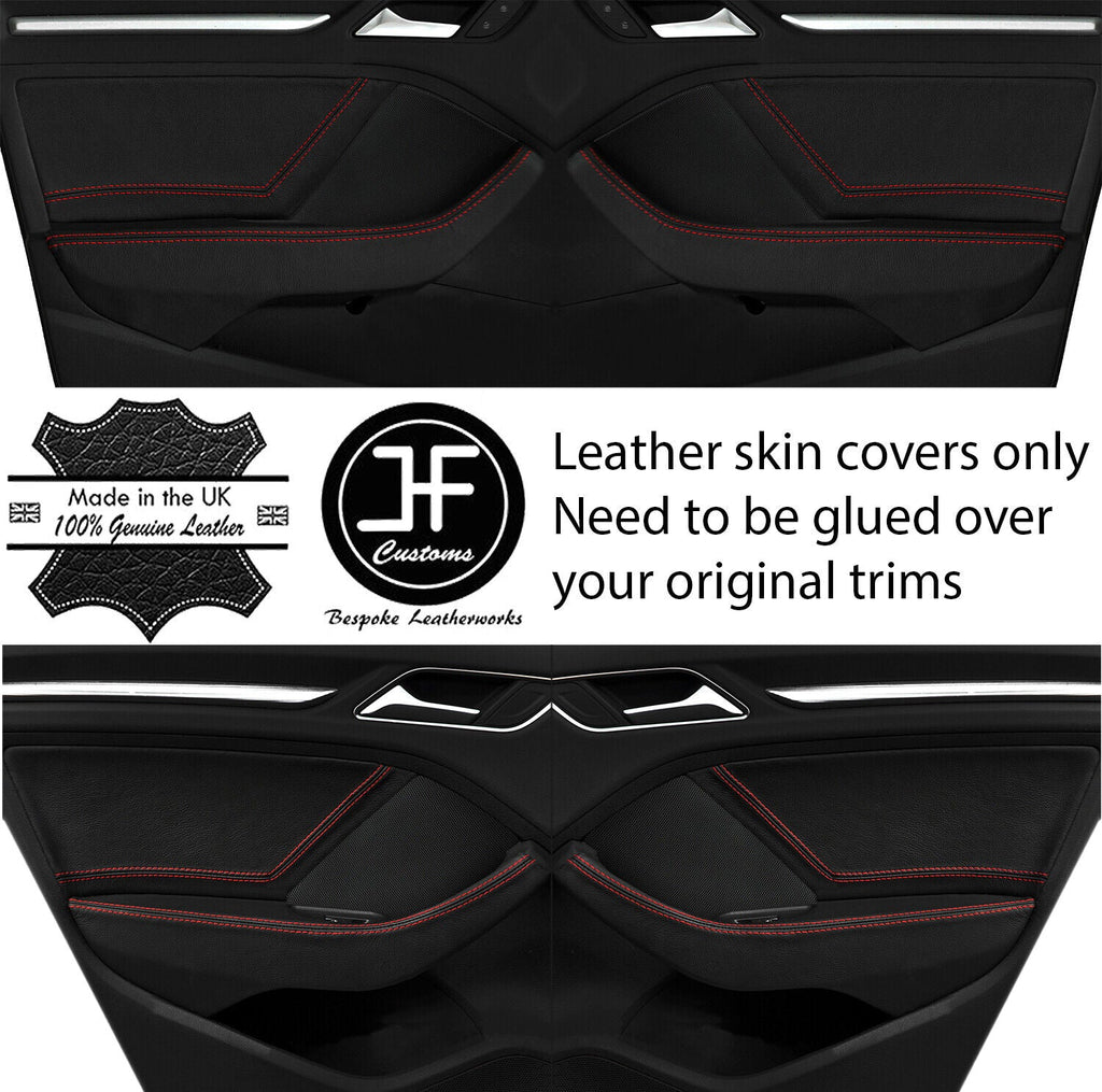 RED STICH 4X DOOR CARD TRIM &HANDLE ARMREST COVERS FOR AUDI A3 13-19 5DR DSG2