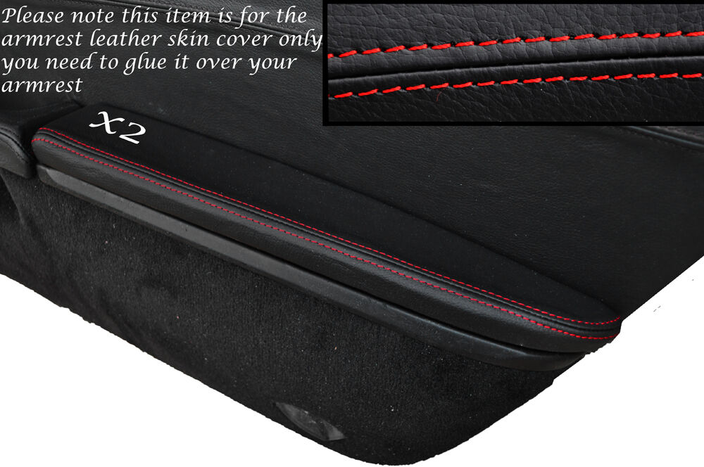 RED STITCH 2X DOOR ARMREST SKIN COVER FITS PORSCHE BOXSTER 987 & CAYMAN 05-12