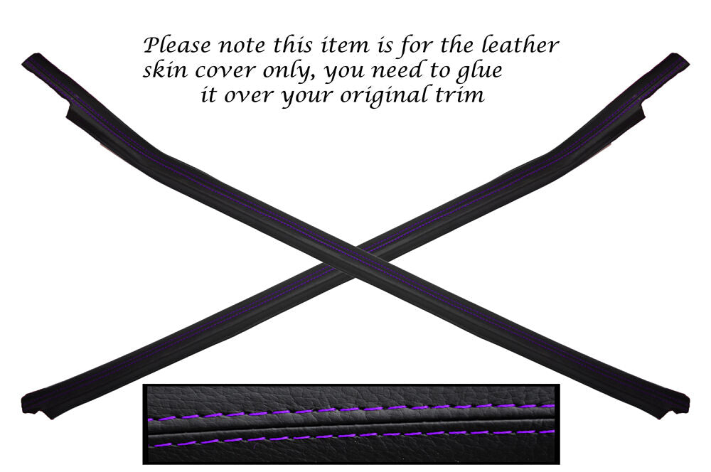 PURPLE STITCH 2X DOOR SILL TRIM LEATHER SKIN COVERS FITS PORSCHE 924 944