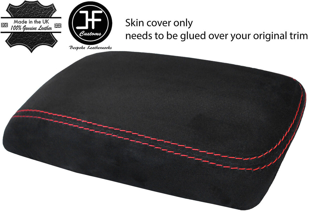 RED STITCHING REAL SUEDE ARMREST LID COVER FITS MERCEDES GLA CLASS 2014-2018