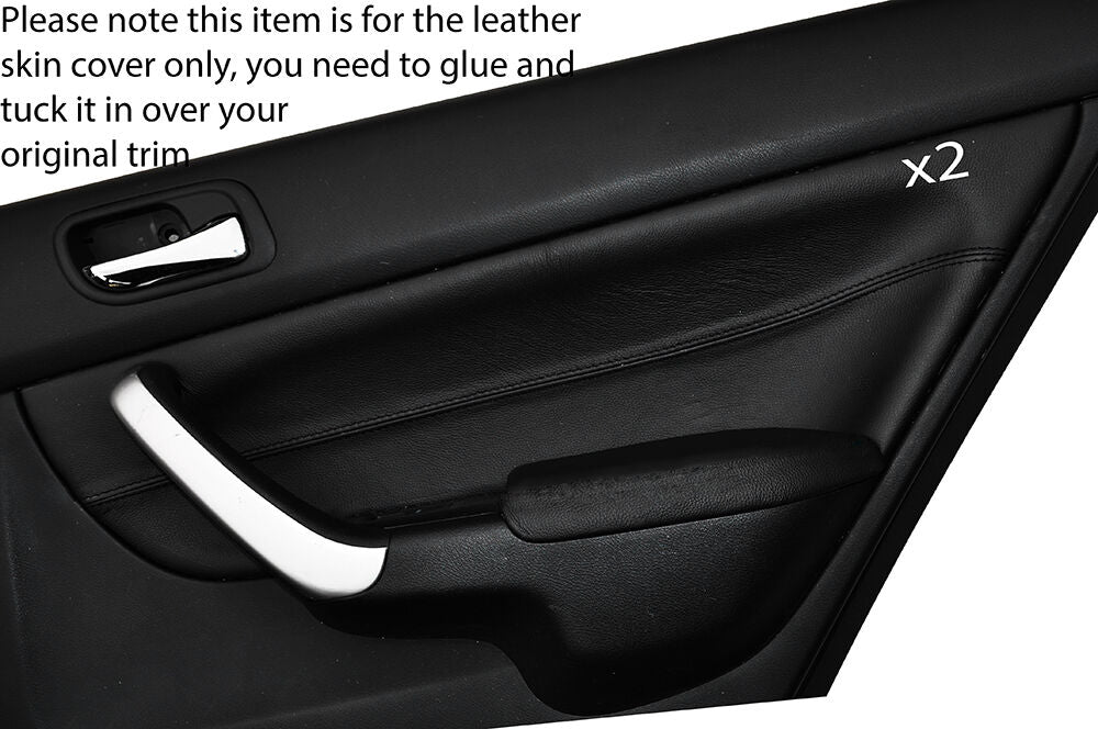 BLACK STITCHING 2X REAR DOOR CARD TRIM SKIN COVER FITS HONDA ACCORD 2003-2008