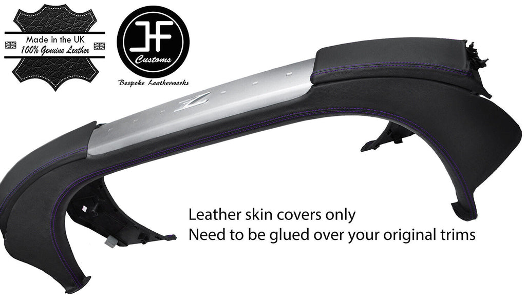 PURPLE STITCH REAR STRUT BAR TOWER LEATHER COVERS FITS NISSAN 350Z 02-09 COUPE