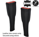 BLACK STITCH 2X SEAT BELT LONG LEATHER COVERS FITS JAGUAR F TYPE 2012-2020