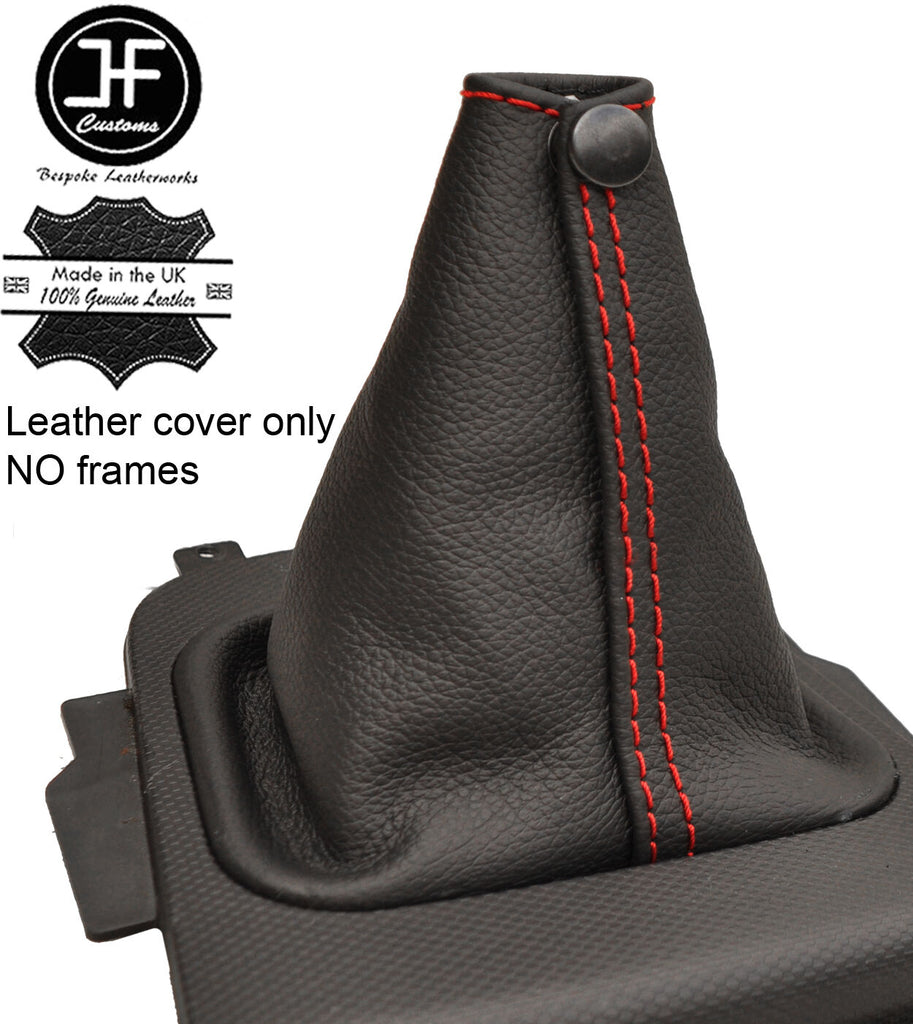 RED STITCHING MANUAL LEATHER GEAR GAITER FITS SSANGYONG KORANDO 2010-2017