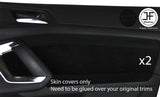 BLACK STITCH 2X FRONT DOOR CARD TRIM SUEDE COVERS FOR PEUGEOT 308 14-18 5 DOOR