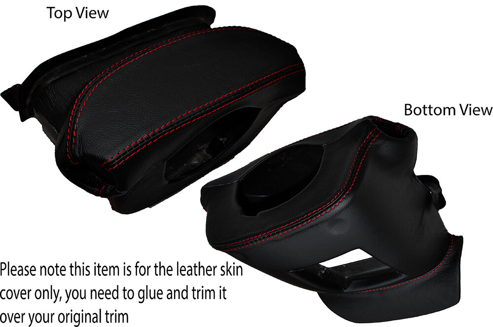 RED STITCHING STEERING SHROUD LEATHER SKIN COVER FITS NISSAN NAVARA D40 05-15