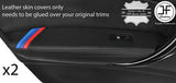 BLACK STITCH TRI STRIPE 2X REAR DOOR ARMREST LEATHER COVERS FOR BMW F20 2011-17