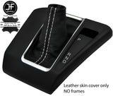 WHITE STITCH REAL LEATHER AUTOMATIC GEAR GAITER FITS FORD TRANSIT CUSTOM 13-19