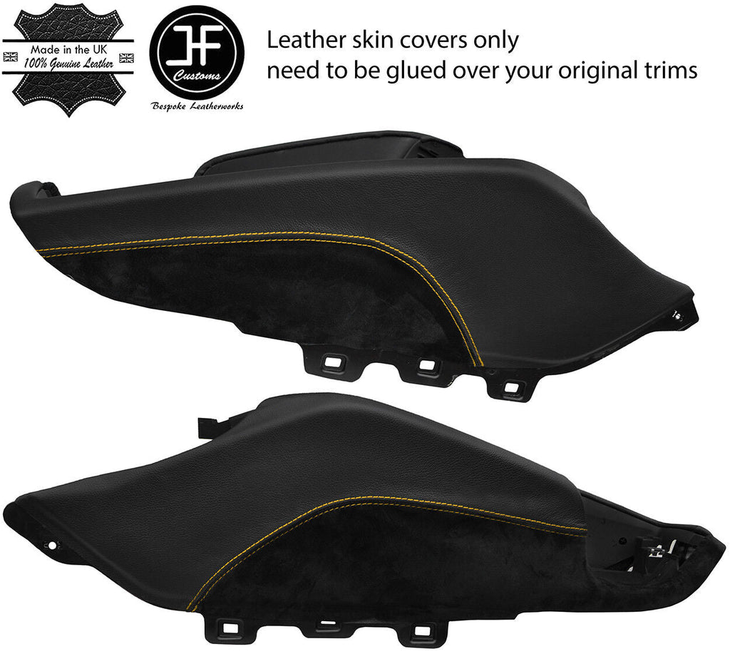 YELLOW STITCH CENTER CONSOLE TRIM LEATHER & SUEDE COVERS FITS AUDI TT MK2 06-14