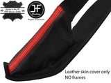 BLACK & RED STRIPE REAL LEATHER HANDBRAKE GAITER FITS FORD FOCUS 2014-2018