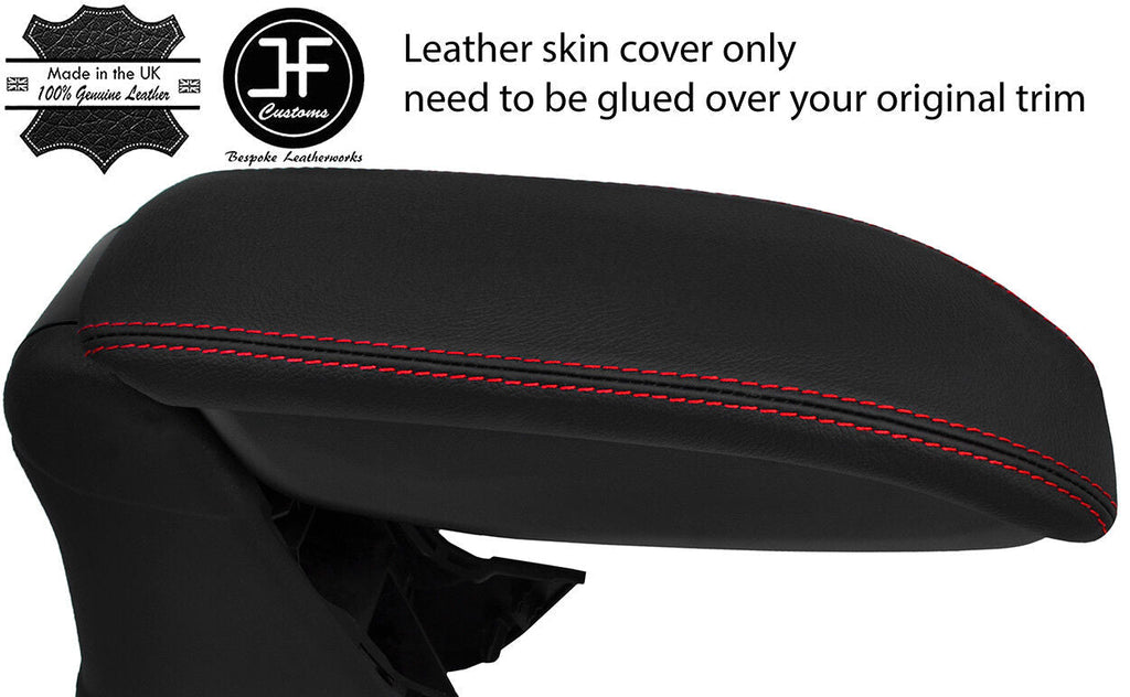 RED STITCHING ARMREST LID REAL LEATHER COVER FOR CITROEN C4 CACTUS 2014-2018