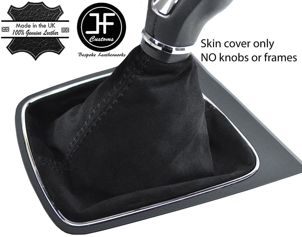 BLACK STITCHING REAL SUEDE MANUAL GEAR GAITER FITS SEAT LEON MK3 2012-2017