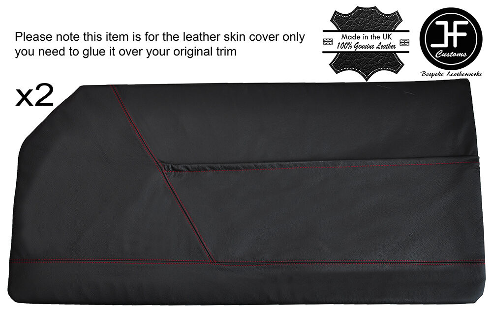 RED STITCH 2X FRONT DOOR CARD LEATHER COVER FITS TRIUMPH VITESSE CONVERTIBLE