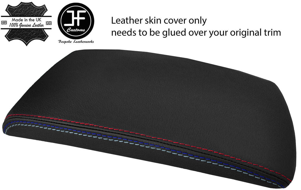 BLACK REAL LEATHER TRI STITCHING ARMREST LID COVER FOR BMW X3 E83 2003-2010