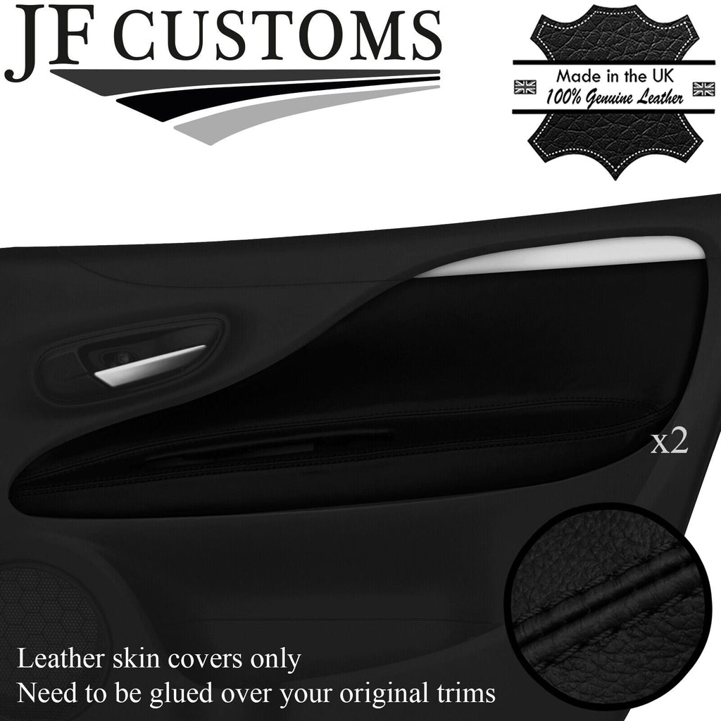 BLACK STITCH LTHR  2X FRONT DOOR TRIM COVERS FOR FIAT PUNTO GRANDE EVO 5DR 09-15