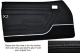 BLACK STITCH 2X FRONT DOOR CARDS LEATHER SKIN COVER FITS FORD CAPRI MK3 STYLE 2