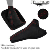 D RED STITCH SUEDE GEAR+HANDBRAKE SET COVER FOR SUBARU IMPREZA WRX STI 05-07
