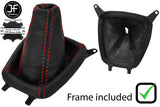 RED STITCH LEATHER GEAR GAITER+PLASTIC FRAME FITS HYUNDAI MATRIX 2001-2009