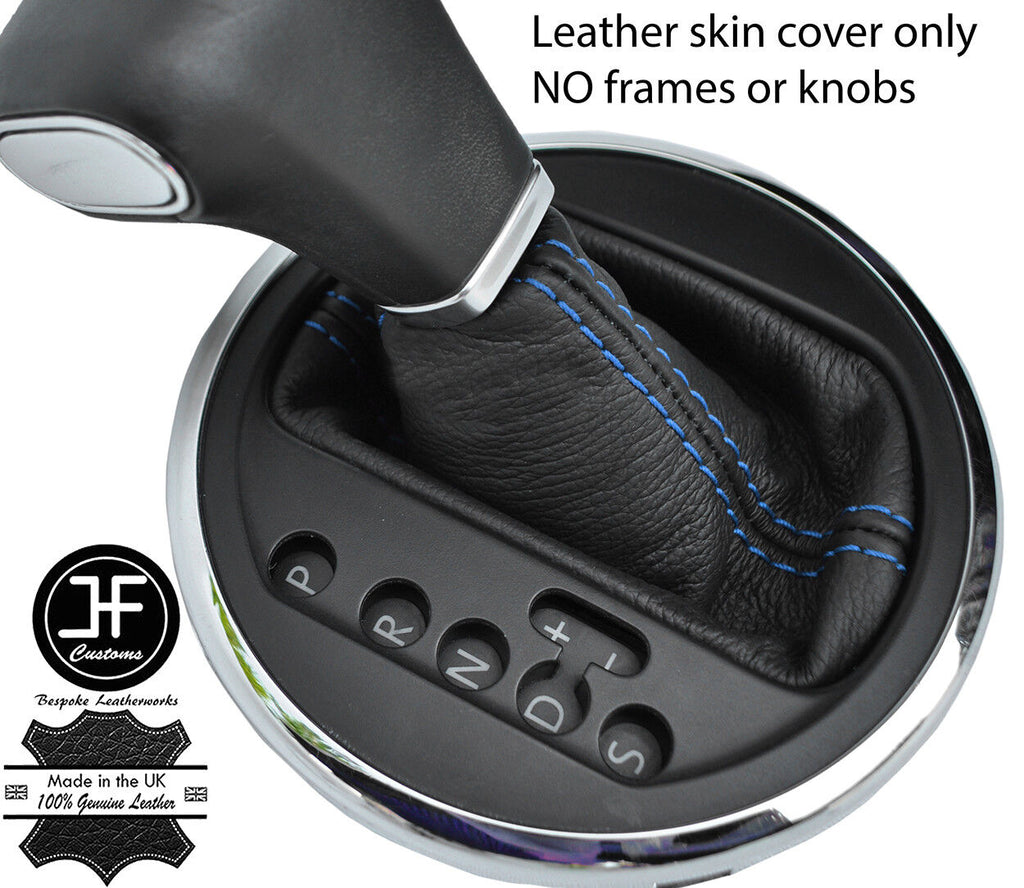 BLUE STITCH AUTO AUTOMATIC LEATHER GEAR GAITER FOR VW T5 TRANSPORTER CARAVELLE