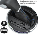 BLUE STITCH AUTO AUTOMATIC LEATHER GEAR GAITER FOR VW T5 TRANSPORTER CARAVELLE