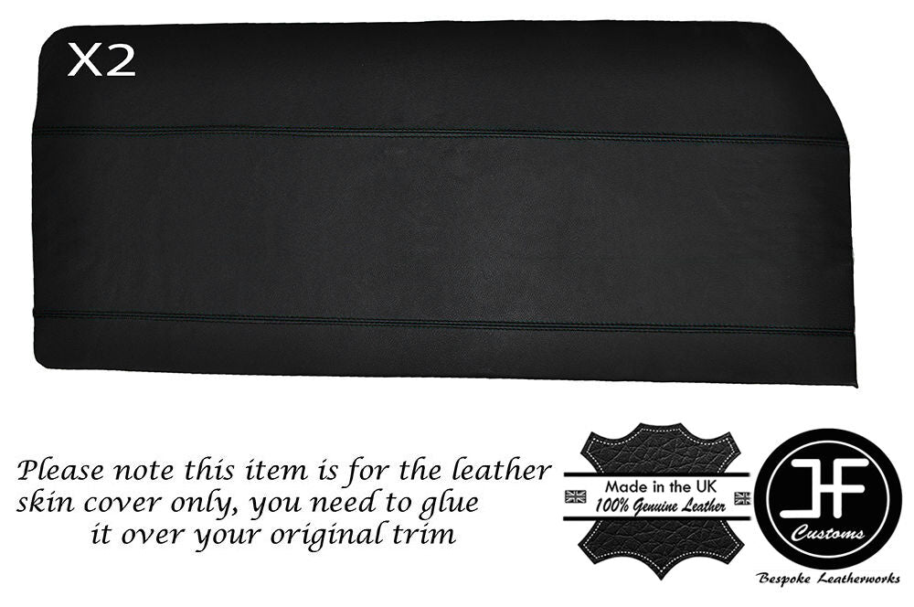 BLACK STITCH 2X FRONT DOOR CARD SKIN COVERS FITS FORD ESCORT MK1 COUPE 2 DOOR