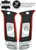 BLACK & RED 2X UPPER B PILLAR LEATHER COVERS FITS MITSUBISHI LANCER EVO 10 X