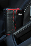 RED STITCH 2X FRONT SEAT BELT SKIN COVERS FITS VAUXHALL OPEL ADAM 2012-2015