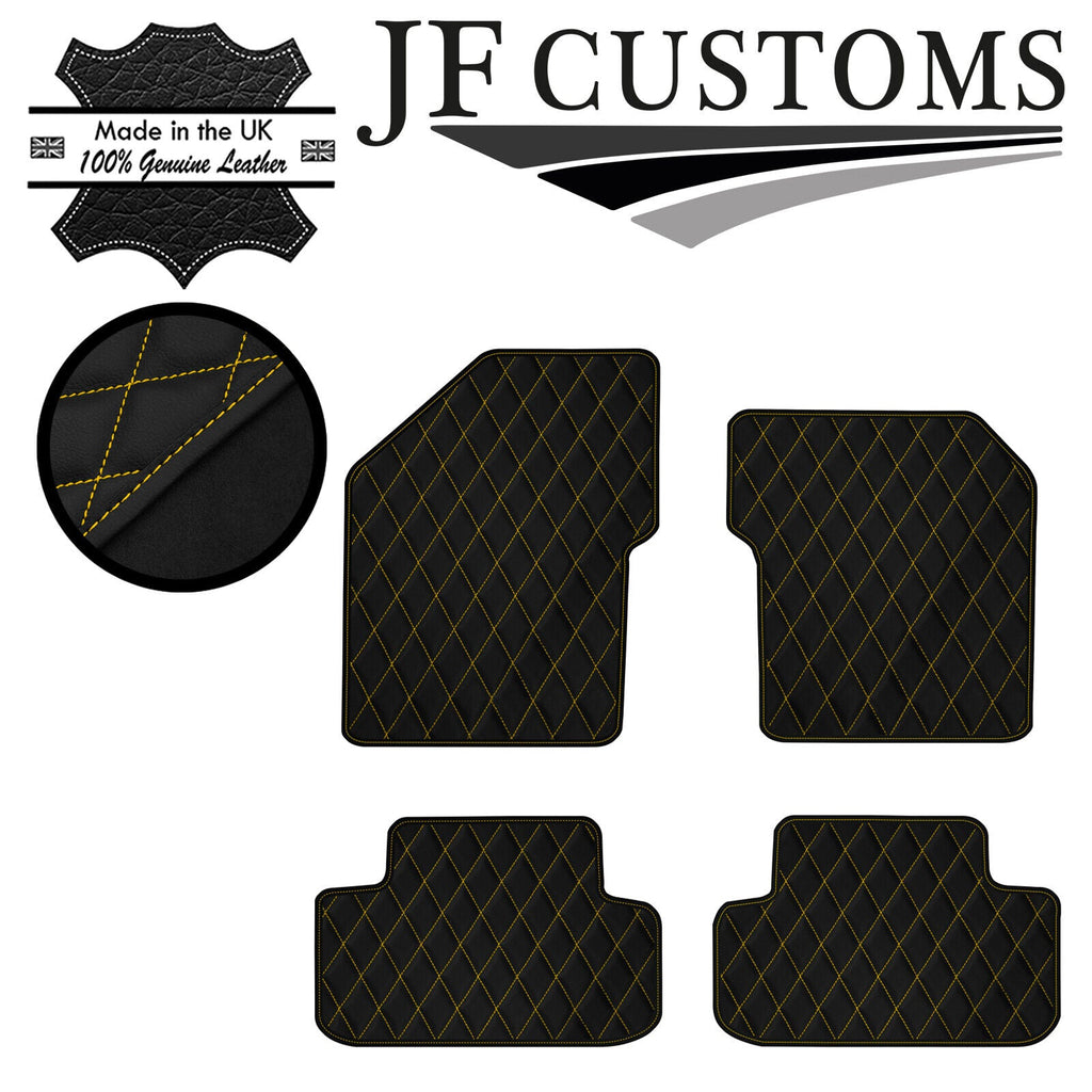 YELLOW DIAMOND STITCH VINYL 4X TAILORED FLOOR MAT CARPETS FOR ALFA 147 01-10