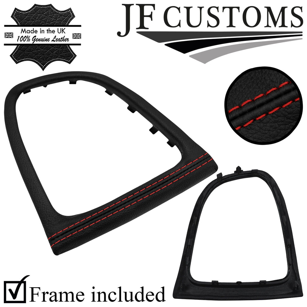 D RED STITCH LEATHER GEAR SURROUND COVER + FRAME FOR RENAULT CLIO MK4 12-15
