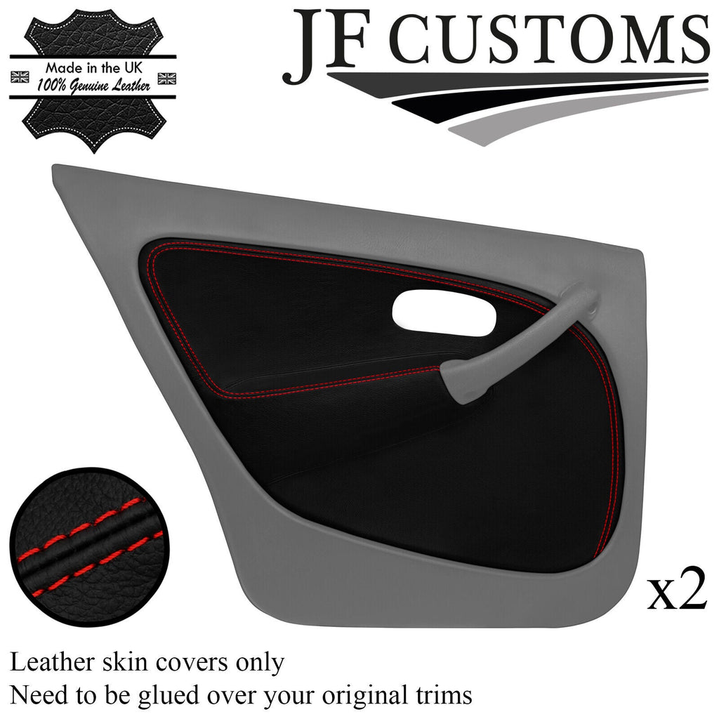 RED STITCH LEATHER 2X REAR DOOR CARD TRIM COVER FOR ROVER 45 MG ZS 99-05