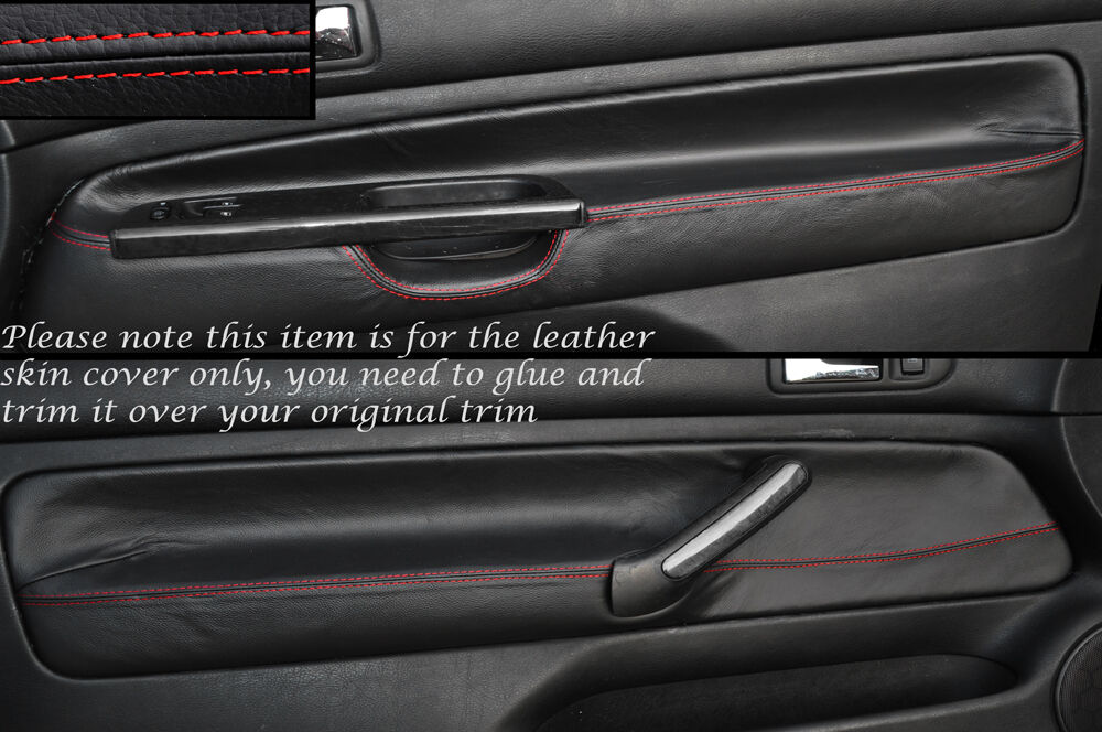 RED STITCH 2X FRONT DOOR CARD SKIN COVERS FITS VW GOLF MK4 IV JETTA 98-05 3DR