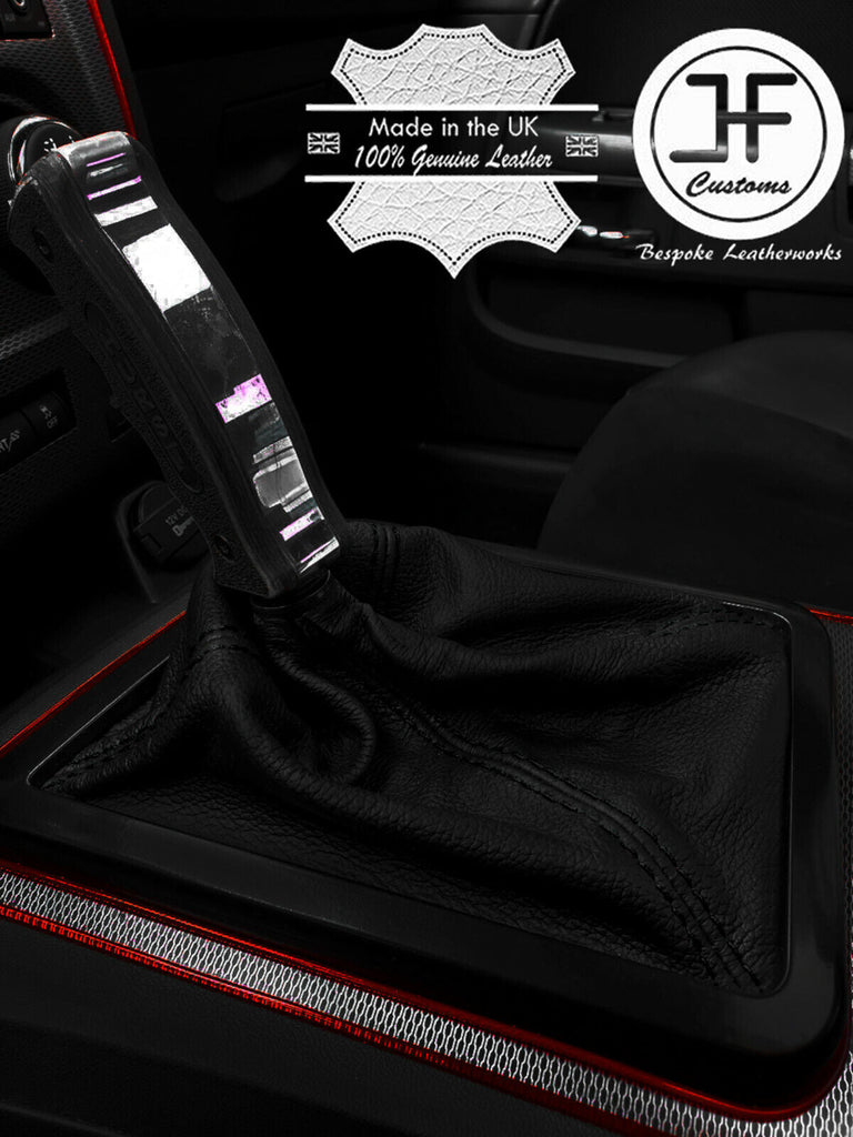 BLACK STITCH TOP GRAIN LEATHER MANUAL GEAR GAITER FITS DODGE CHALLENGER 08-14