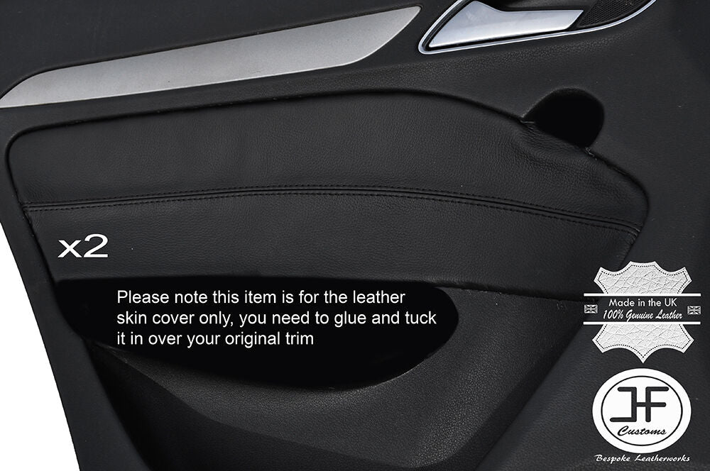 BLACK STITCH 2X REAR DOOR CARD TRIM LEATHER COVERS FITS AUDI Q3 2012-2016