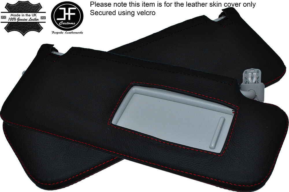 RED STITCHING 2X SUN VISORS LEATHER COVERS FITS SEAT LEON MK3 5F FR 2013-2016