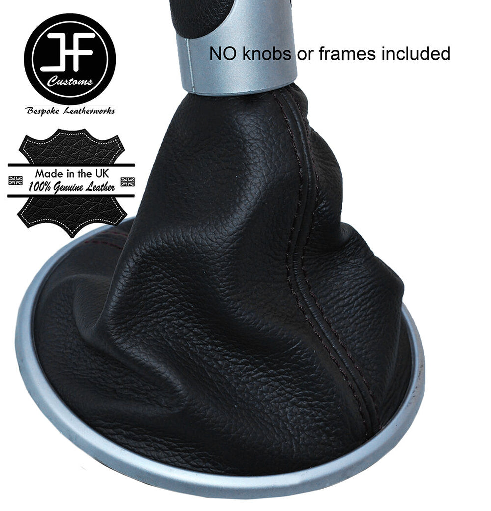 BLACK STITCHING MANUAL LEATHER GEAR GAITER FITS SKODA FABIA 2007-2010 CUSTOM NEW