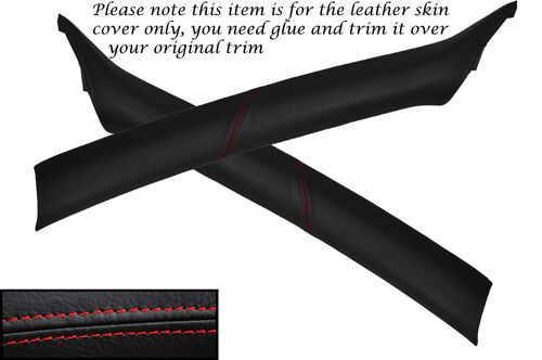 RED STITCH FITS AUDI A3 MK1 96-2003 2X WINDSCREEN A PILLAR LEATHER SKIN COVERS