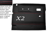 RED STITCH 2X FRONT DOOR CARDS LEATHER COVERS FITS LAND ROVER DEFENDER 07-14