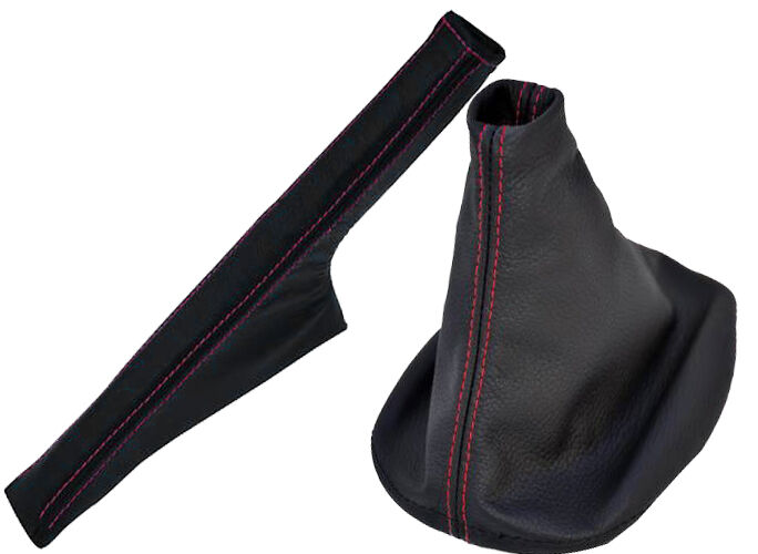 FITS VW GOLF MK4 4 IV BORA 1998-2005 LTHR GEAR + HANDBRAKE GAITER RED STITCHING