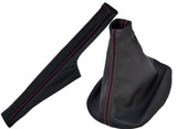 FITS VW GOLF MK4 4 IV BORA 1998-2005 LTHR GEAR + HANDBRAKE GAITER RED STITCHING