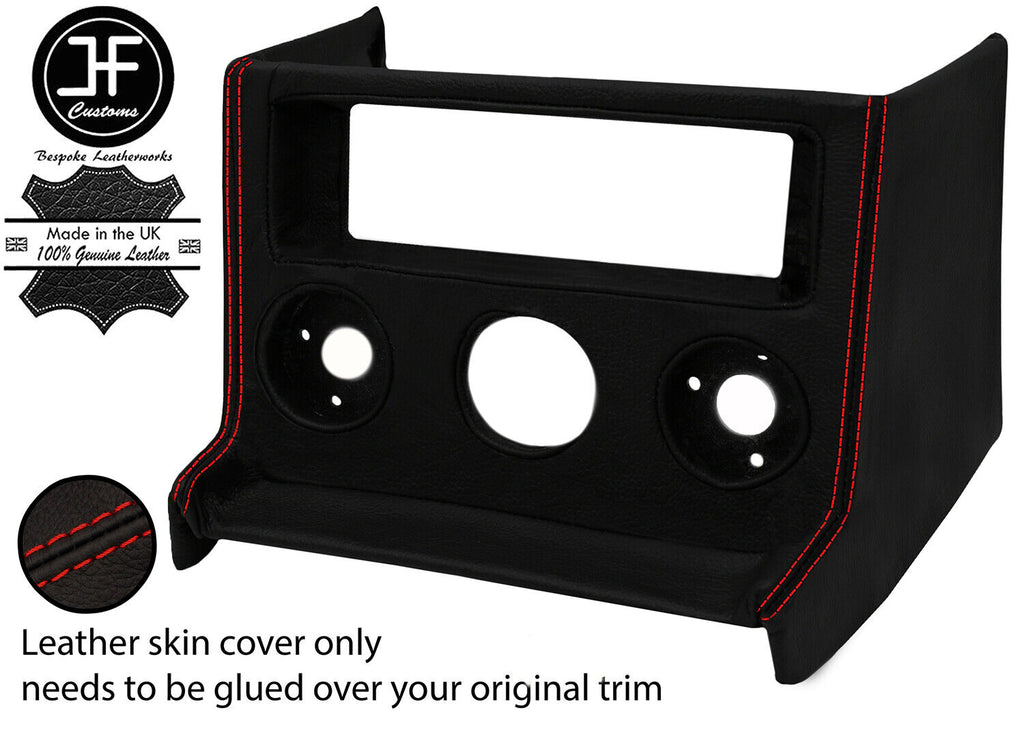 RED STITCHING CENTRE CONSOLE RADIO SURROUND LEATHER COVER FITS MG MGB STYLE 3