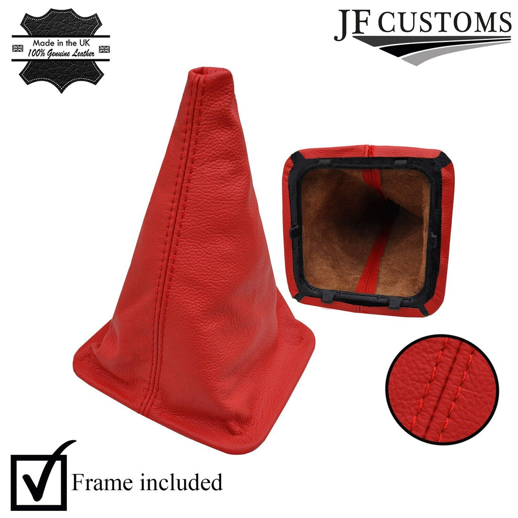 RED REAL LEATHER GEAR GAITER+PLASTIC FRAME FOR LAND ROVER DISCOVERY MK1 MK2