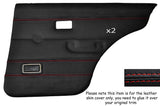 RED STITCH 2X REAR FULL DOOR CARD SKIN COVERS FITS FORD ESCORT MK2 4 DOOR
