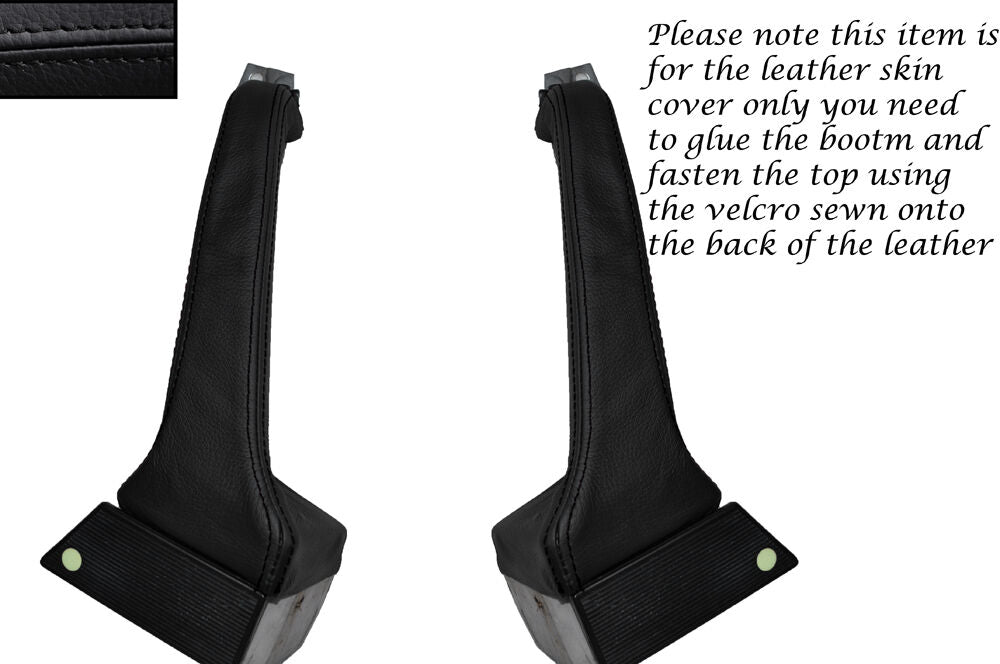 BLACK STITCH 2X FULL DOOR HANDLE LEATHER SKIN COVERS FITS PORSCHE 911 964 89-94