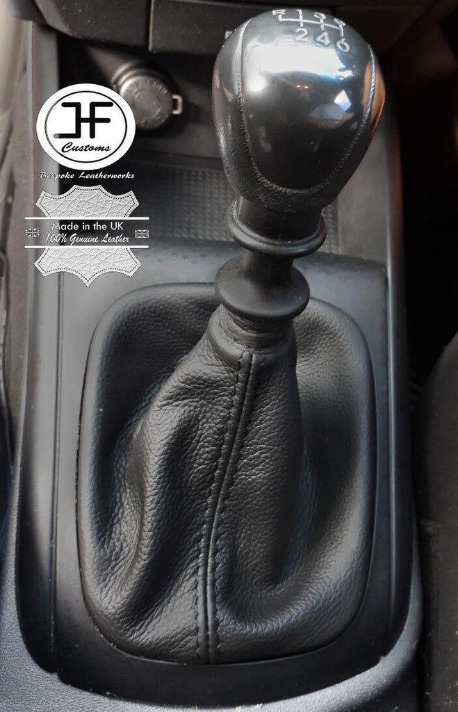 BLACK MANUAL REAL LEATHER GEAR GAITER FITS HYUNDAI I30 2011-2015 CUSTOM NEW