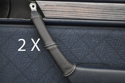 white stitch FITS MERCEDES E CLASS W124 83-95 2X DOOR HANDLE LEATHER COVERS